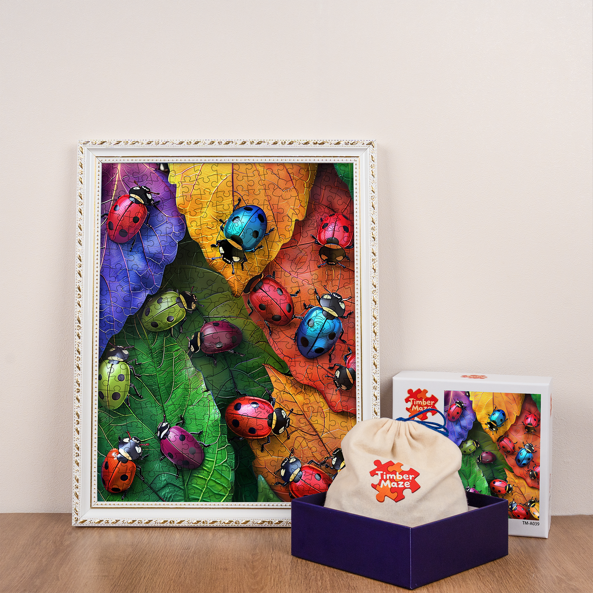 Autumnal Ladybugs - Wooden Jigsaw Puzzle