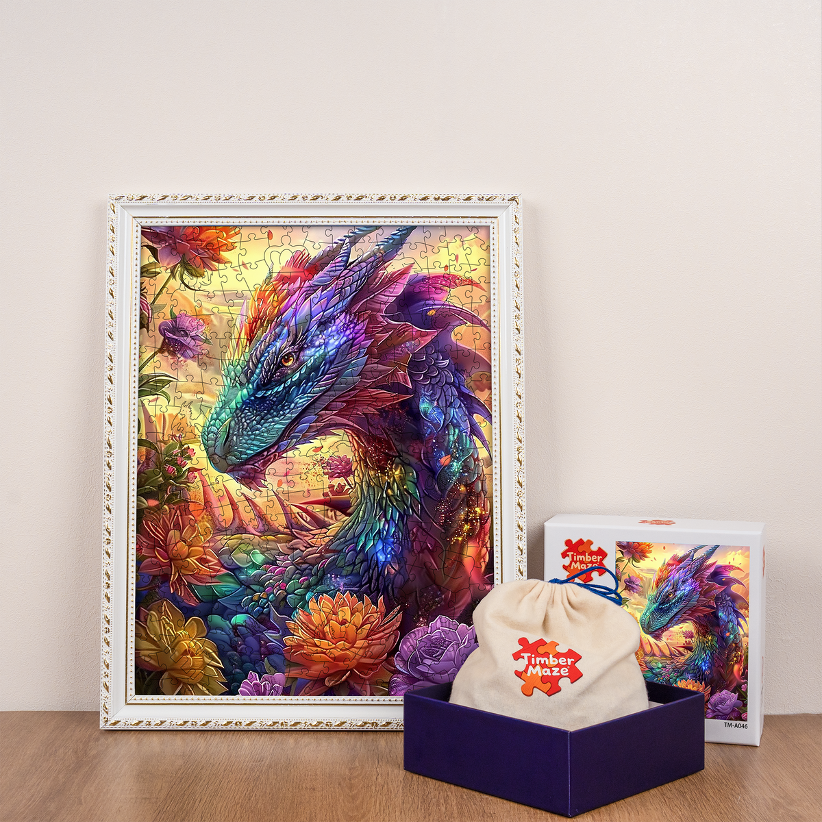 Dragon in Bloom - Wooden Jigsaw Puzzle