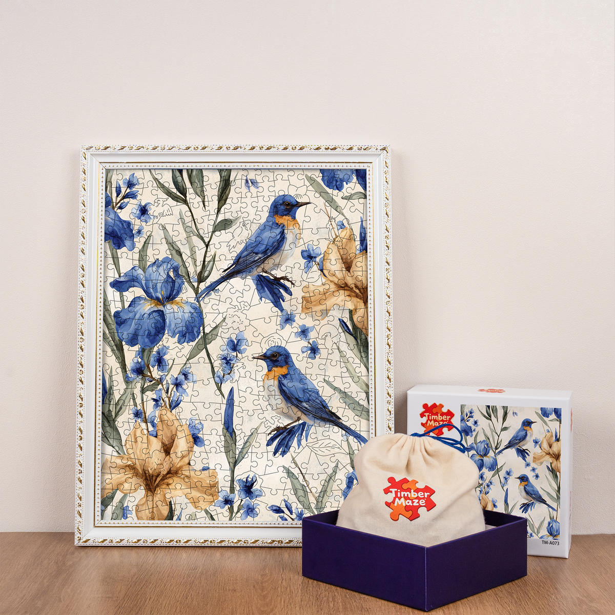 Bluebird and Iris - Wooden Jigsaw Puzzle