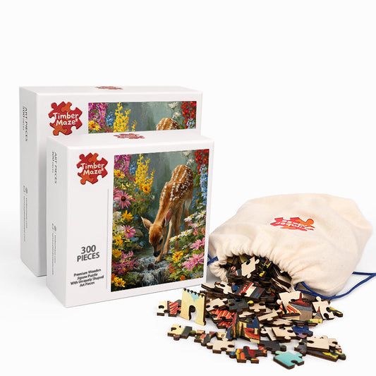 Fawn in Flowers - Wooden Jigsaw Puzzle