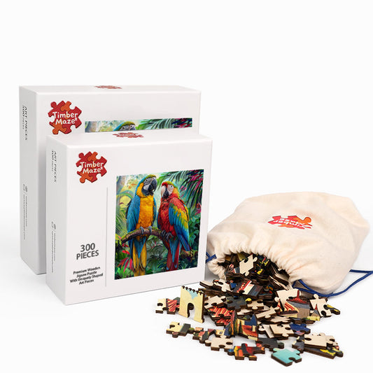 Rainbow Macaws - Wooden Jigsaw Puzzle