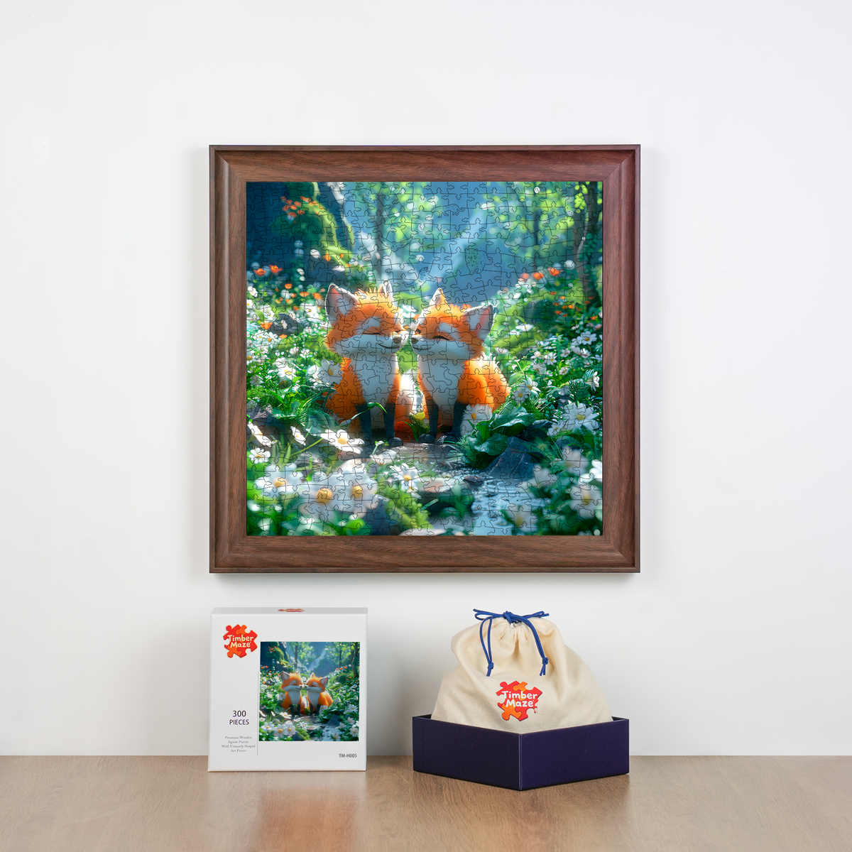 Cute Foxes - Wooden Jigsaw Puzzle