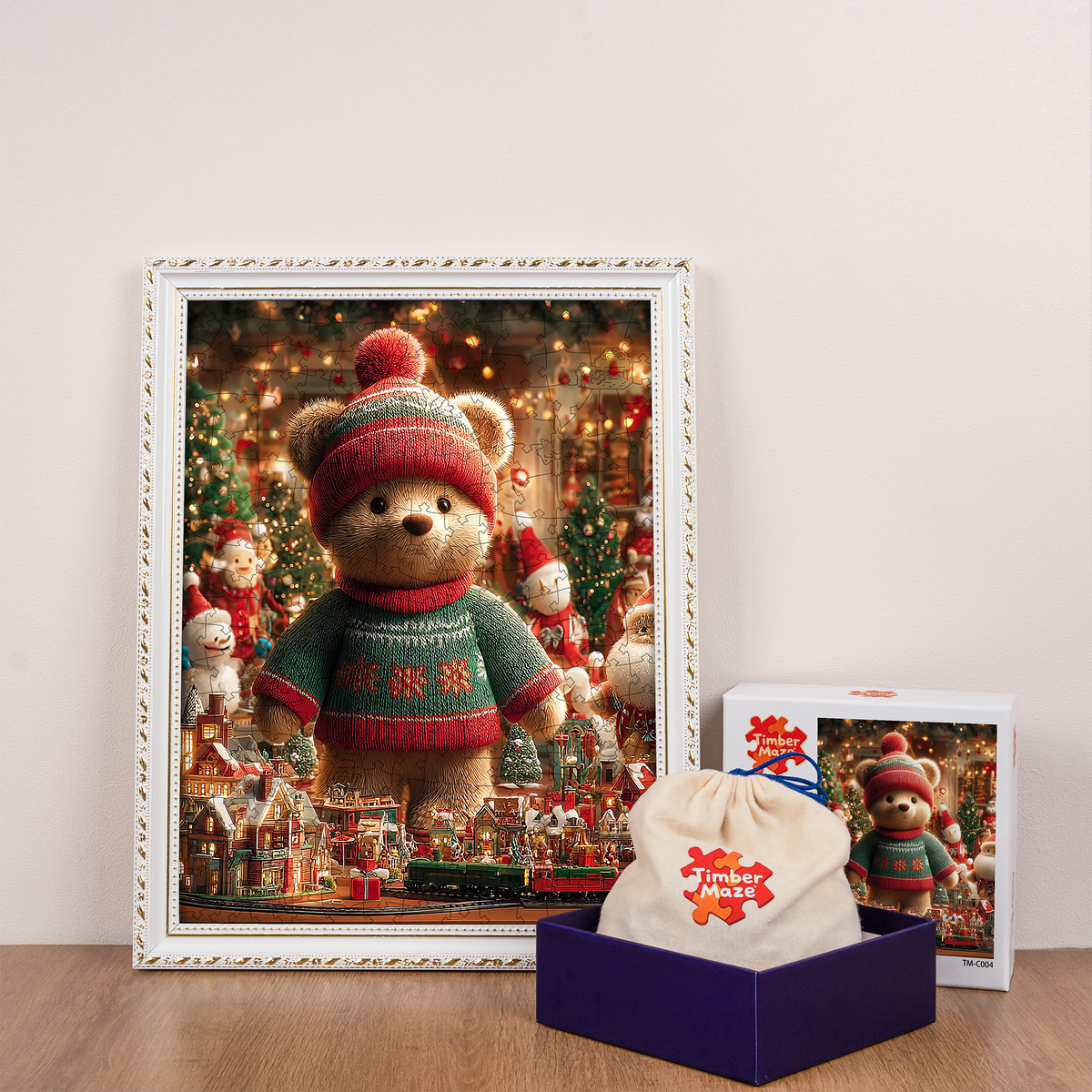 Teddy's Holiday Village - Wooden Jigsaw Puzzle