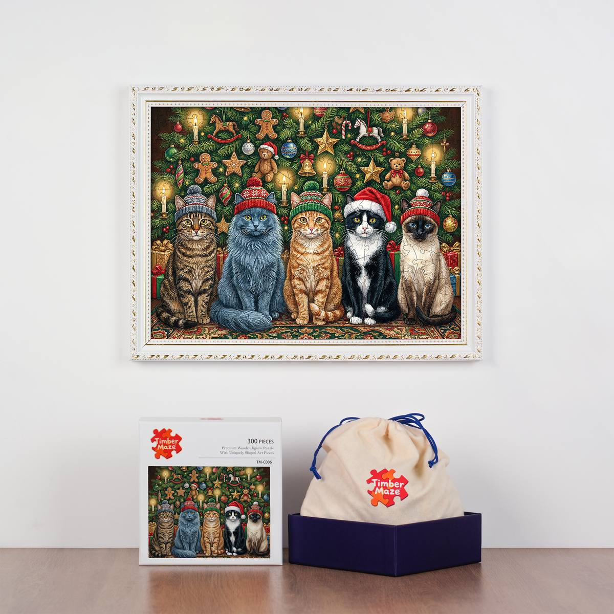 Merry Meowmas - Wooden Jigsaw Puzzle
