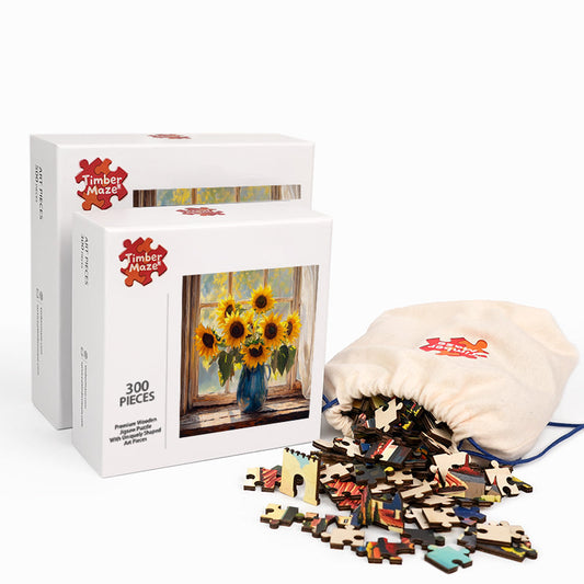 Sunflowers by the window - Wooden Jigsaw Puzzle