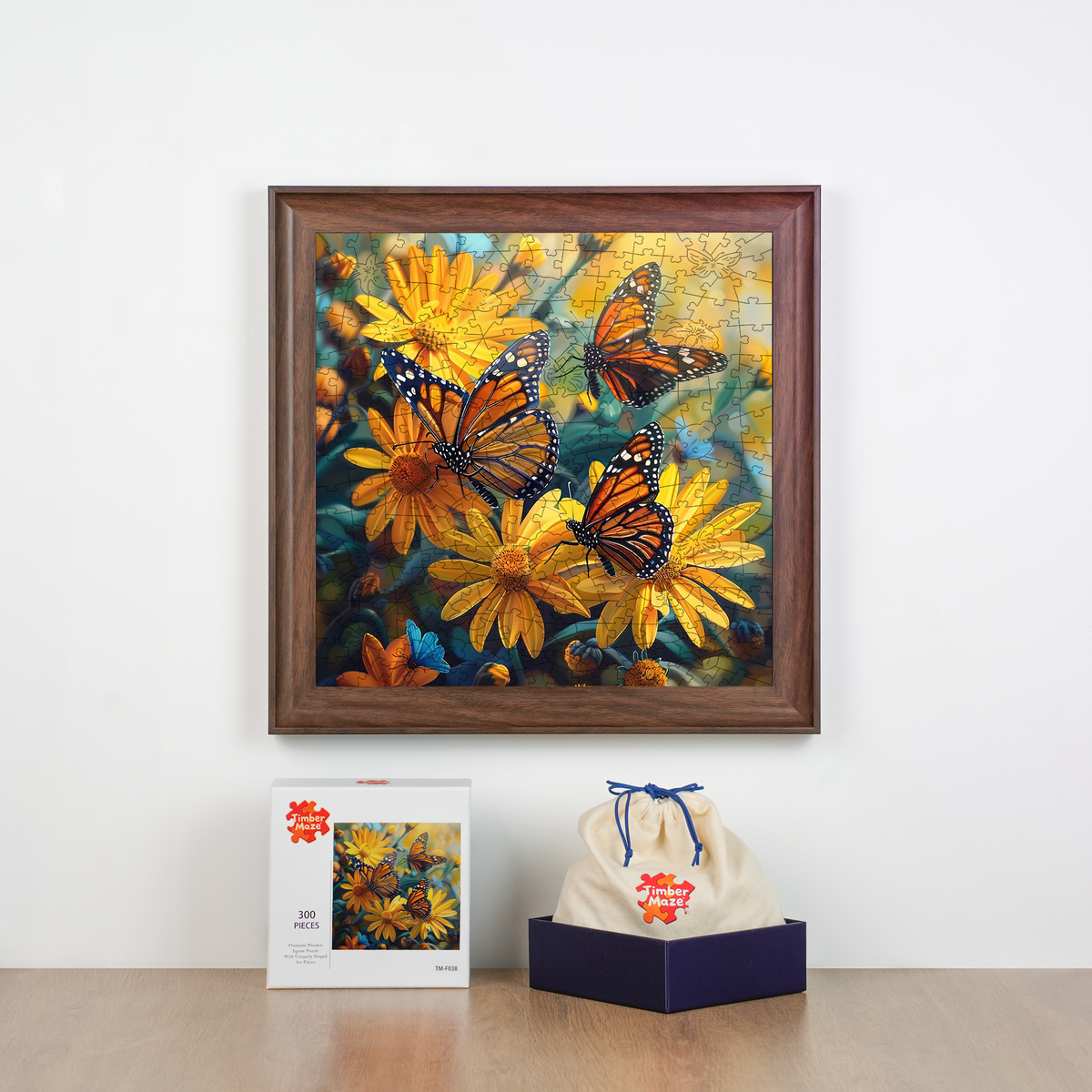 Monarchs in Bloom - Wooden Jigsaw Puzzle