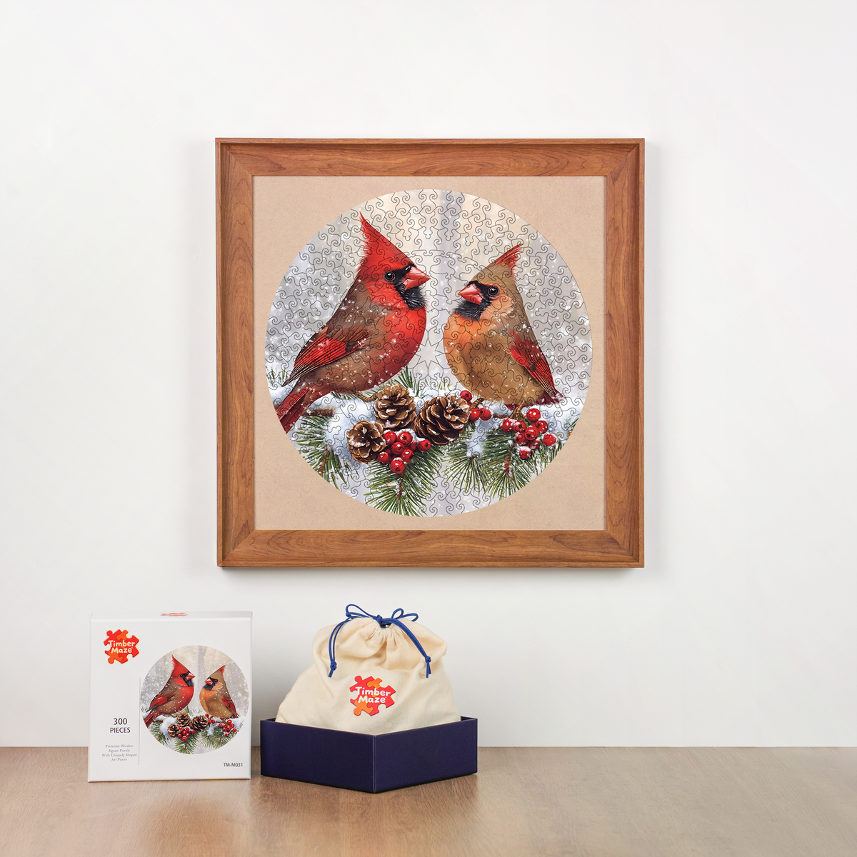 Winter Cardinals - Wooden Jigsaw Puzzle