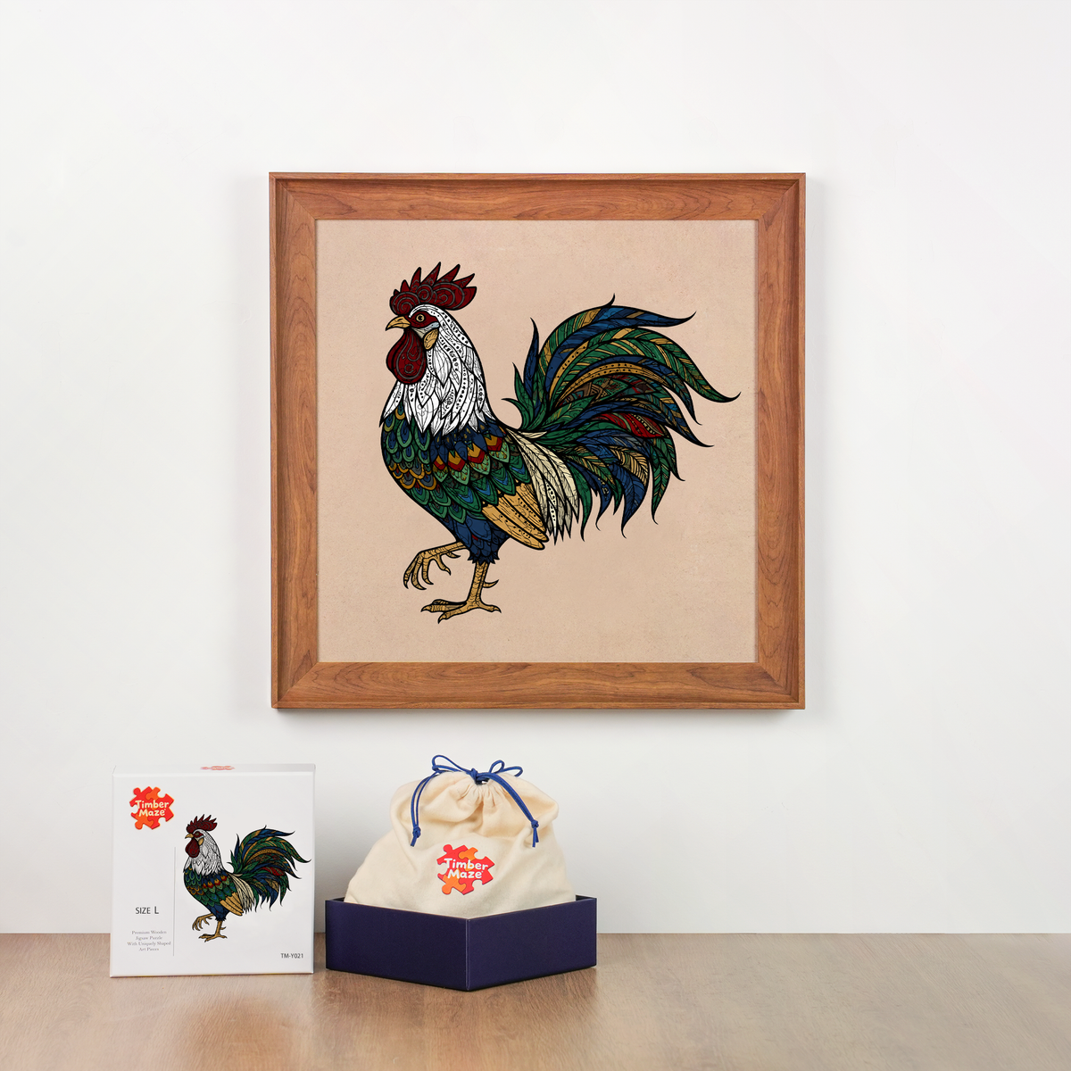Rooster Feather - Wooden Jigsaw Puzzle