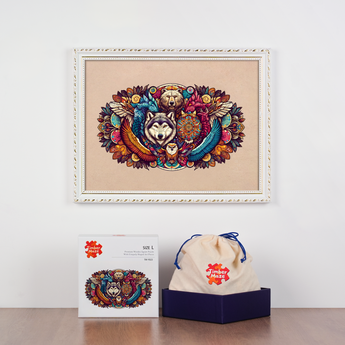 Spirit Animal Mandala - Wooden Jigsaw Puzzle