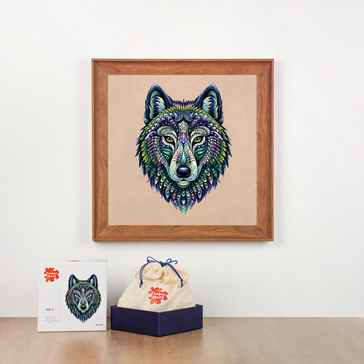 Kaleidoscope Wolf - Wooden Jigsaw Puzzle