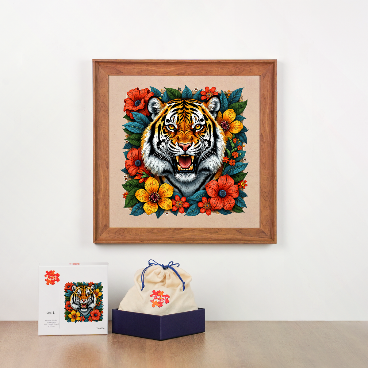 Tiger in Bloom - Wooden Jigsaw Puzzle