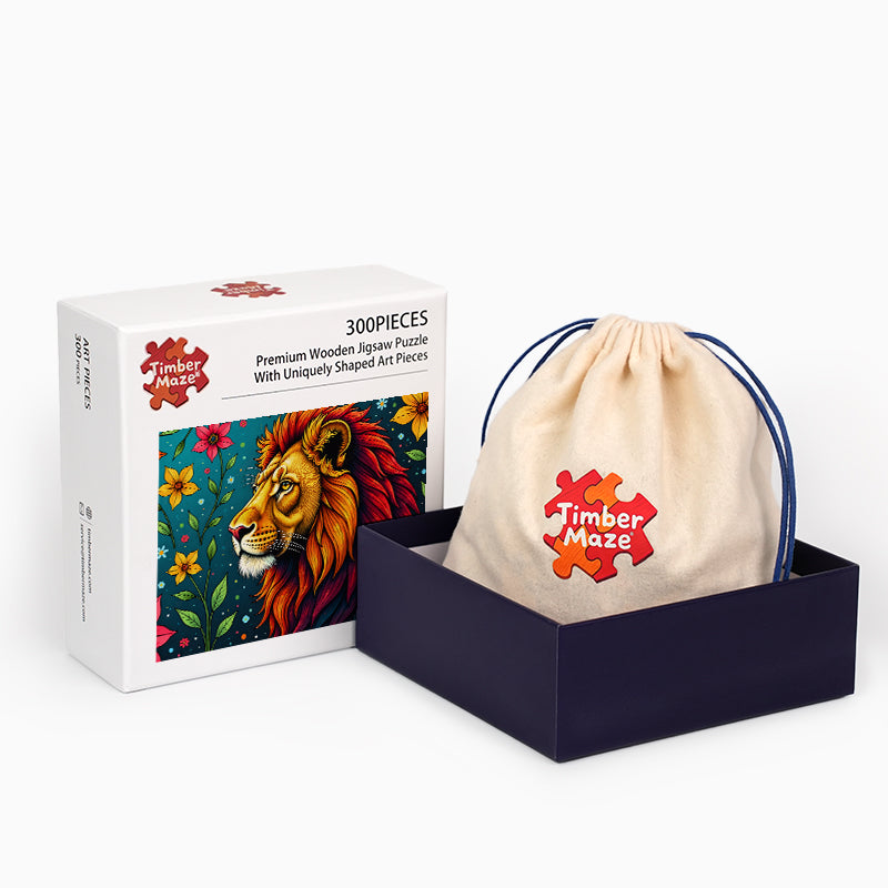 Starry Garden Lion - Wooden Jigsaw Puzzle