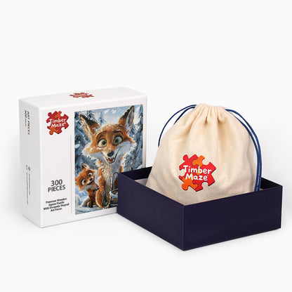 Winter Fox Family Fun - Wooden Jigsaw Puzzle