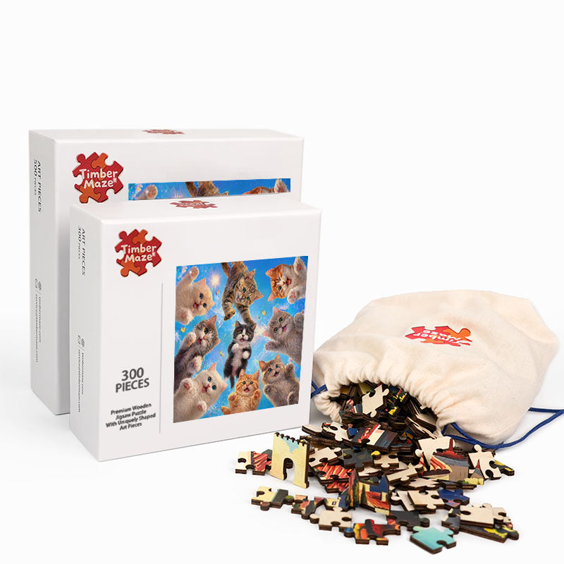 Cat from the Sky - Wooden Jigsaw Puzzle