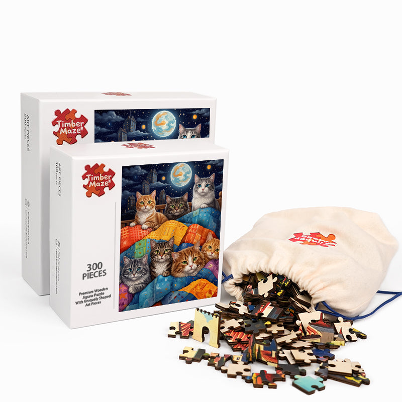 Cats in Space - Wooden Jigsaw Puzzle