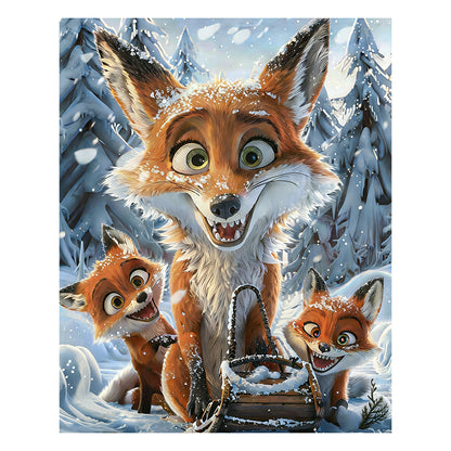 Winter Fox Family Fun - Wooden Jigsaw Puzzle