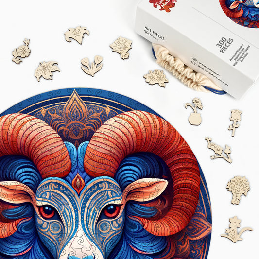 Mandala Aries - Wooden Jigsaw Puzzle