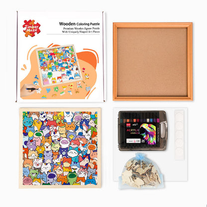 Little Kitties - Wooden Coloring Puzzle