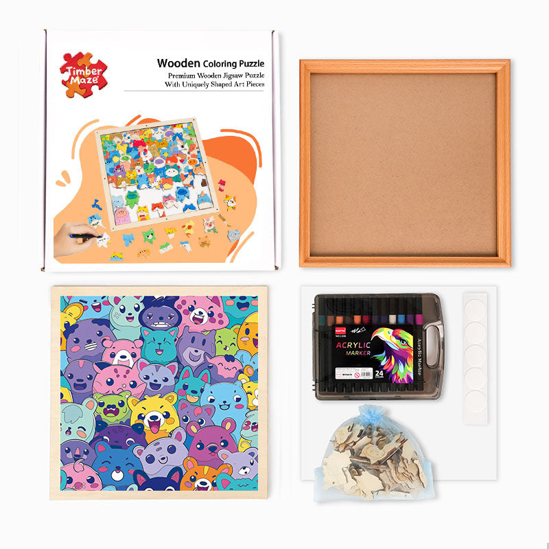 Beastly Bunch - Wooden Coloring Puzzle