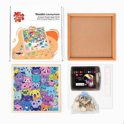 Beastly Bunch - Wooden Coloring Puzzle