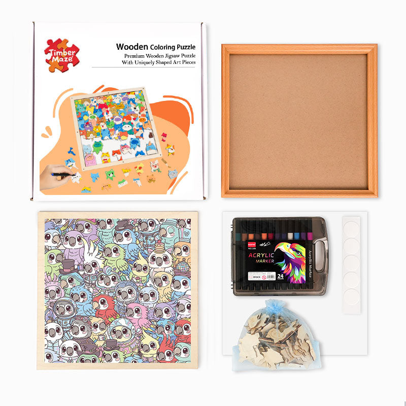 Budgerigar - Wooden Coloring Puzzle