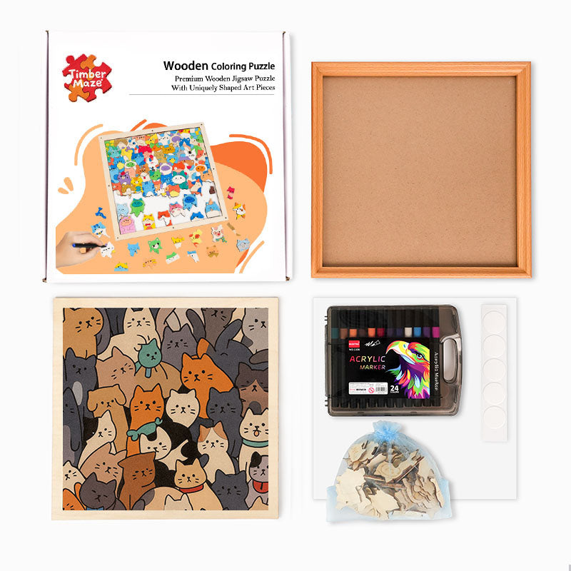 Cats II - Wooden Coloring Puzzle