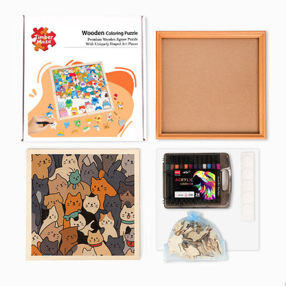 Cats II - Wooden Coloring Puzzle