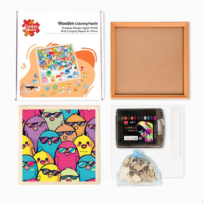 Cool Birds - Wooden Coloring Puzzle