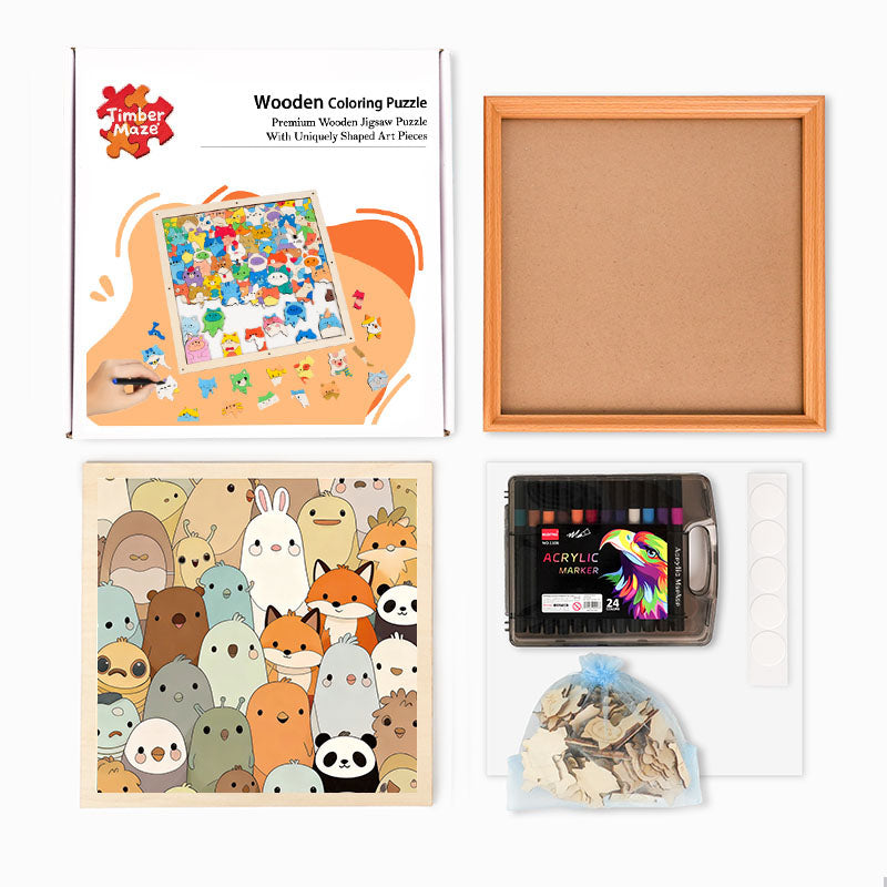 Cuddly Critters - Wooden Coloring Puzzle
