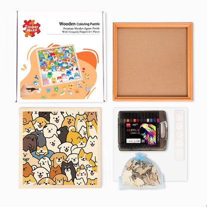 Dogs - Wooden Coloring Puzzle
