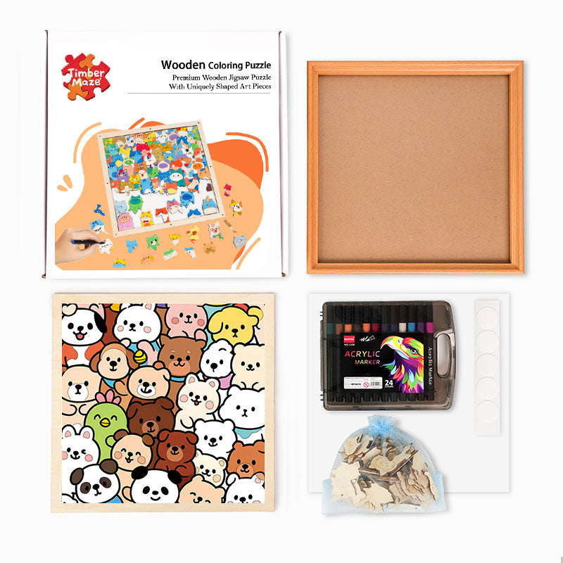 Forest Companions - Wooden Coloring Puzzle