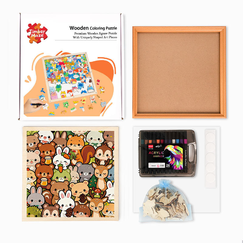 Forest Crew - Wooden Coloring Puzzle
