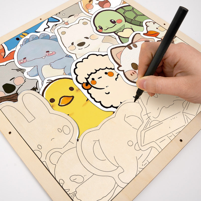 Furry Gathering - Wooden Coloring Puzzle