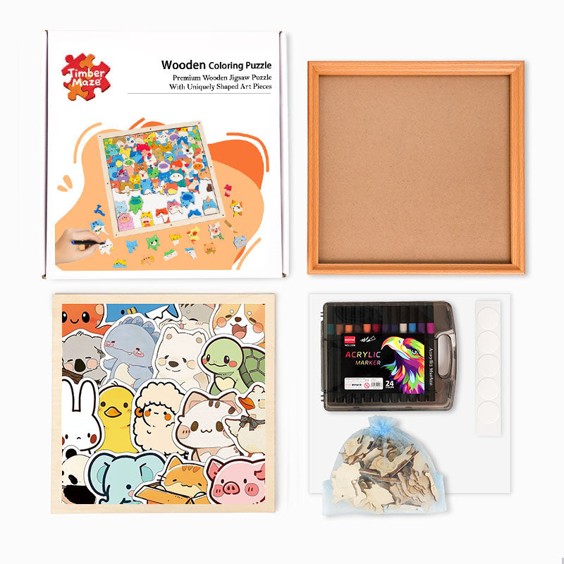 Furry Gathering - Wooden Coloring Puzzle