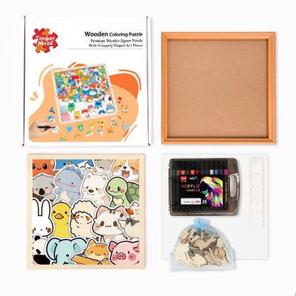 Furry Gathering - Wooden Coloring Puzzle