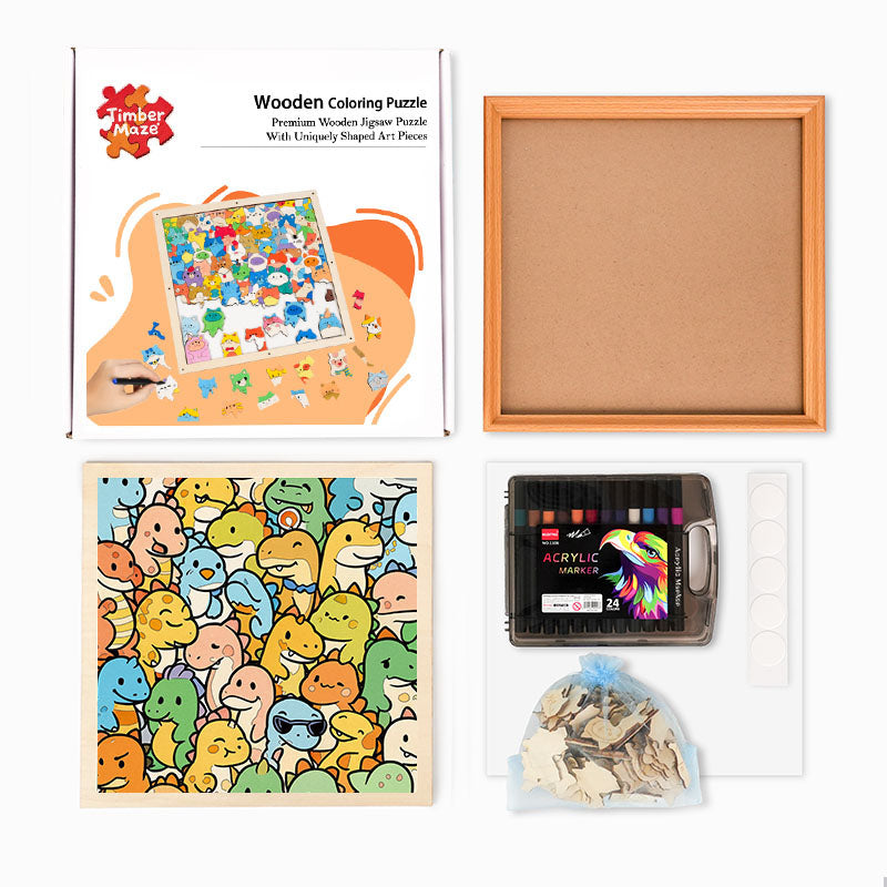 Little Dragon - Wooden Coloring Puzzle