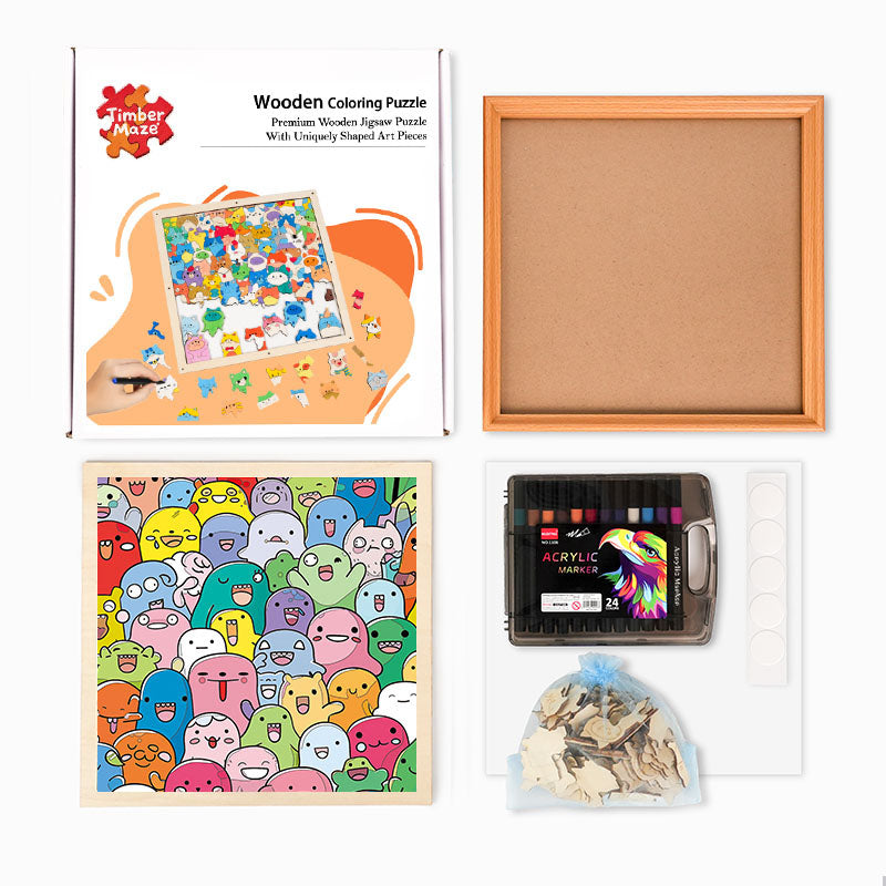 Mischief Monsters - Wooden Coloring Puzzle