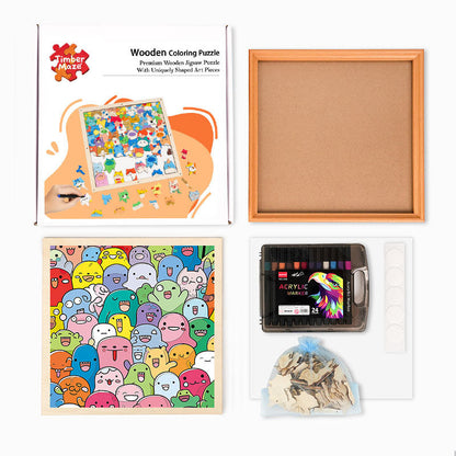 Mischief Monsters - Wooden Coloring Puzzle