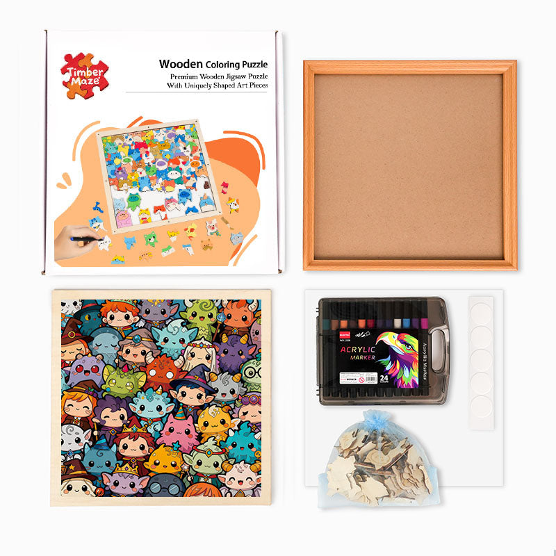 Monster Mash - Wooden Coloring Puzzle