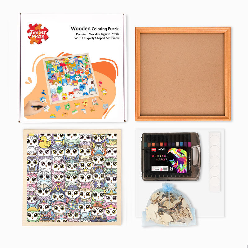 Owl - Wooden Coloring Puzzle