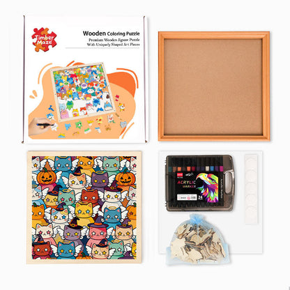 Twinkle Kitty - Wooden Coloring Puzzle