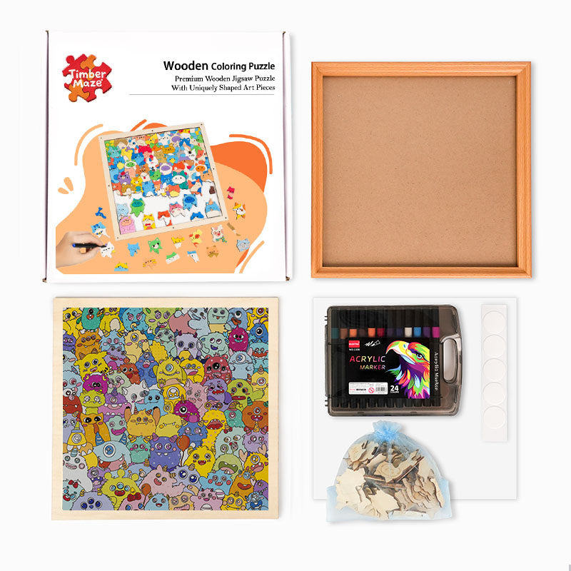 Little Monster - Wooden Coloring Puzzle