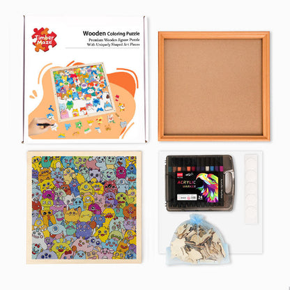 Little Monster - Wooden Coloring Puzzle
