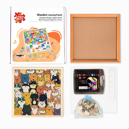 Shiba Inu - Wooden Coloring Puzzle