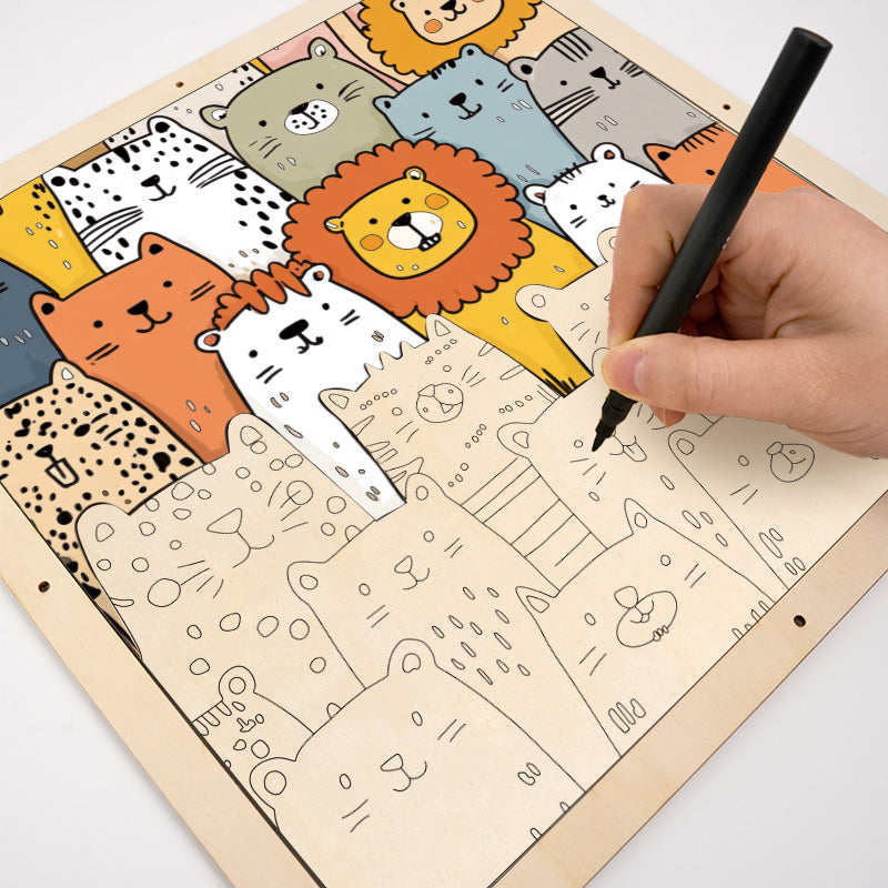 Animal Paradise - Wooden Coloring Puzzle