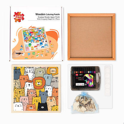 Animal Paradise - Wooden Coloring Puzzle