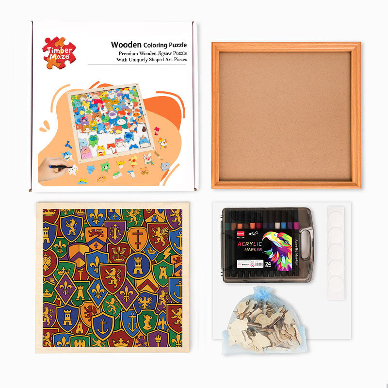 Badge Collection - Wooden Coloring Puzzle