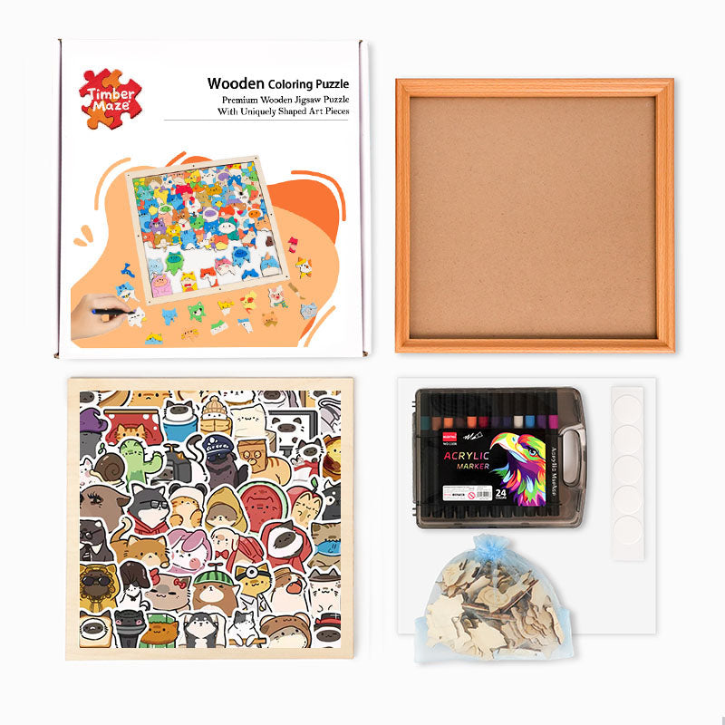 Happy Pets - Wooden Coloring Puzzle
