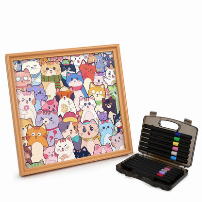 Whimsical Cats - Wooden Colouring Puzzle
