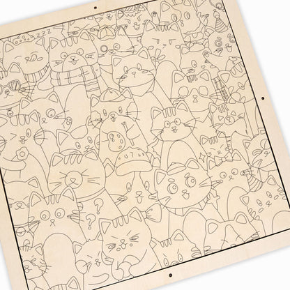 Whimsical Cats - Wooden Colouring Puzzle